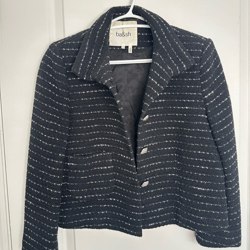 Ba&sh Black and Silver Blazer with Tailored Silhouette
